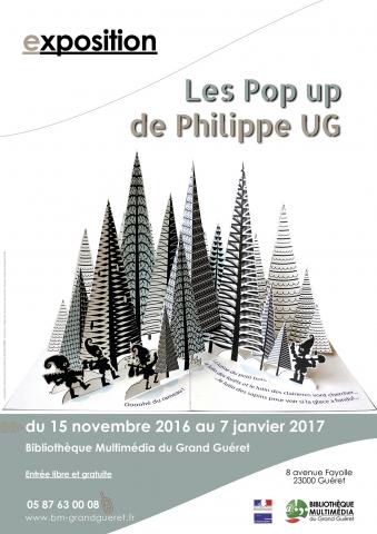 Affiche expo les pop up de Philippe UG